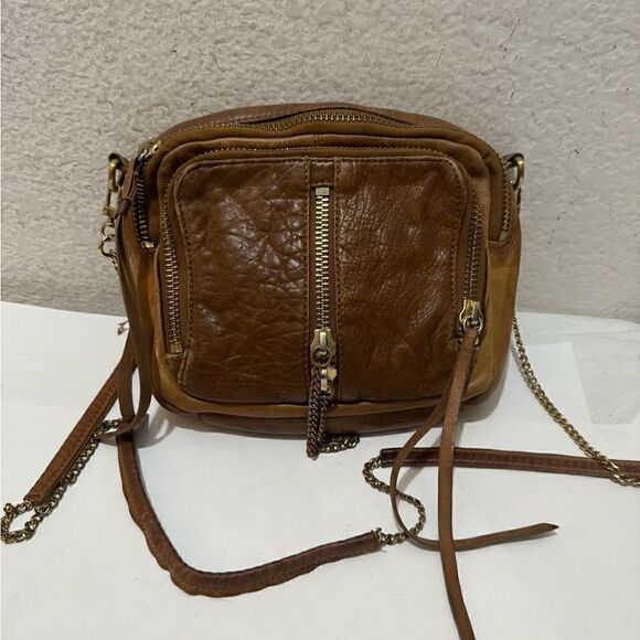 Anthropologie Kelsi Dagger Brown Crossbody Purse chain strap - Picture 2 of 9